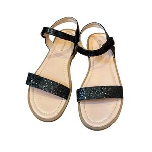 Panda Ninjia black sparkly girls dress sandals Gina style size youth 4